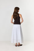 Delia Ankle Ladder Stitch Skirt B - Bright White