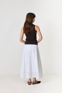 Delia Ankle Ladder Stitch Skirt B - Bright White