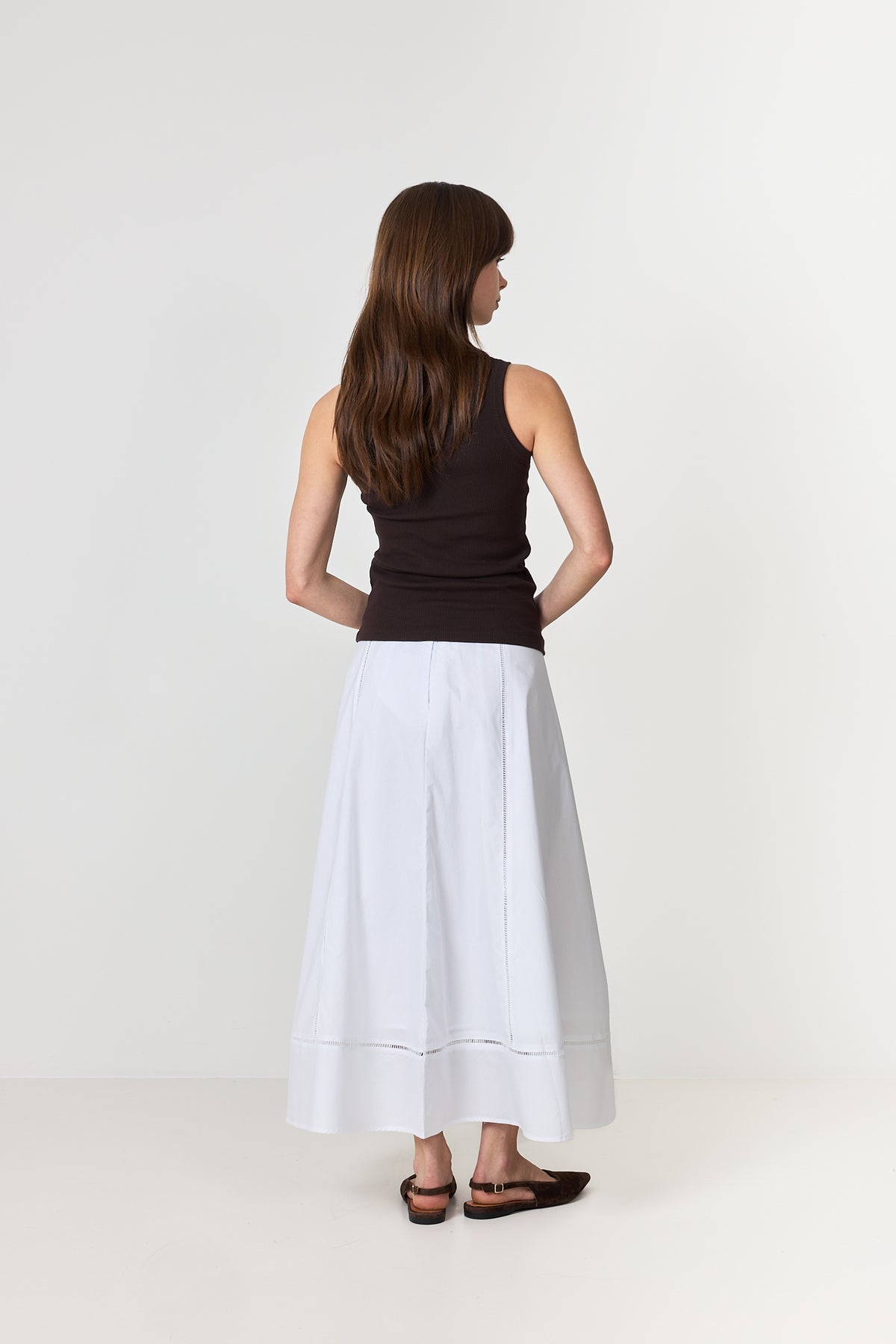 Delia Ankle Ladder Stitch Skirt B - Bright White