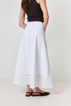 Delia Ankle Ladder Stitch Skirt B - Bright White