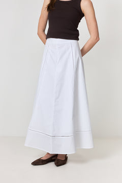 Delia Ankle Ladder Stitch Skirt B - Bright White