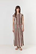 Lina Sl Knit O-Neck - Birch Cherry Mahogany
