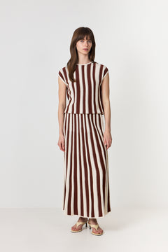 Lina Sl Knit O-Neck - Birch Cherry Mahogany