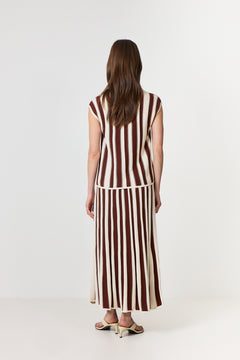 Lina Sl Knit O-Neck - Birch Cherry Mahogany