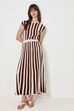 Lina Sl Knit O-Neck - Birch Cherry Mahogany