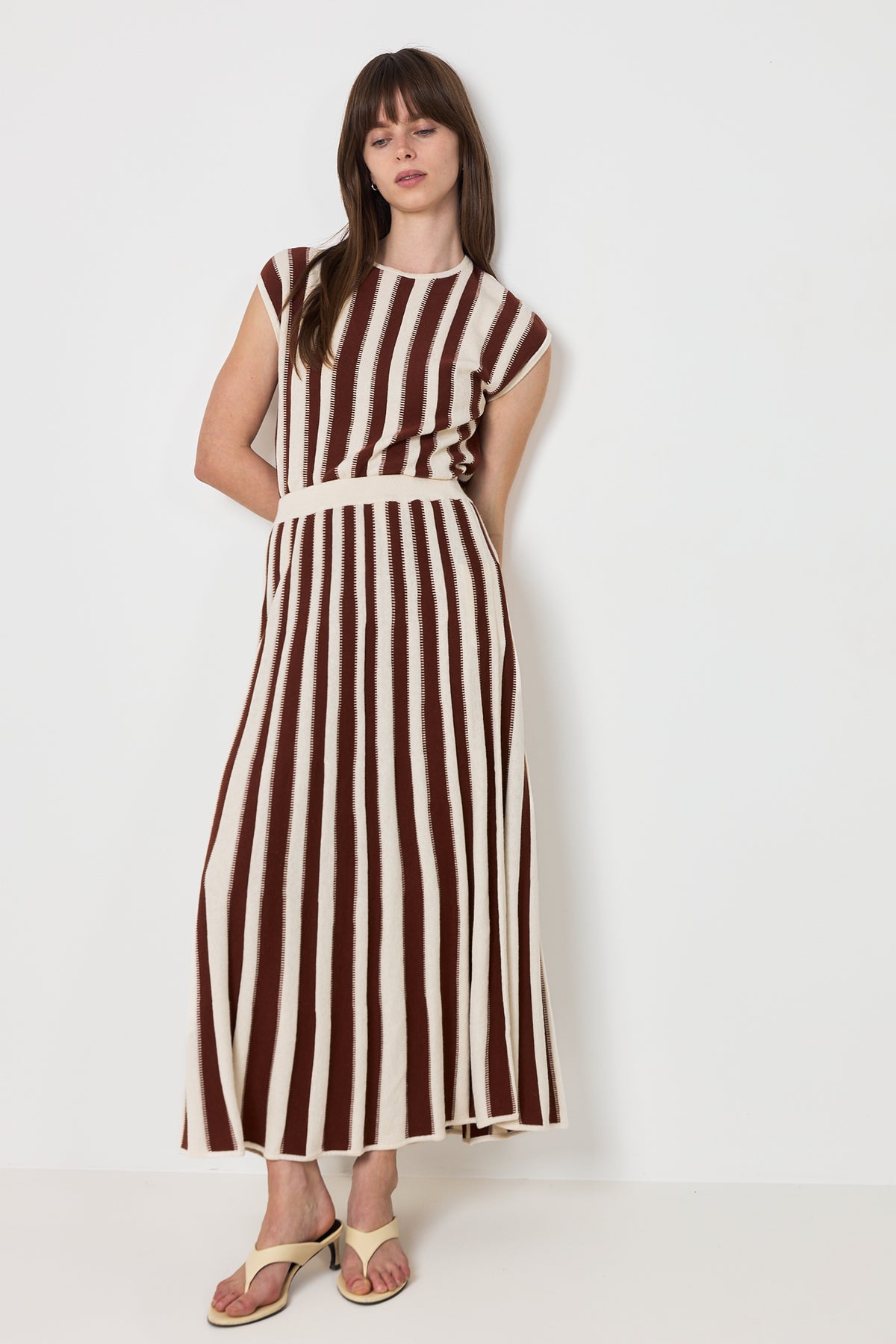 Lina Sl Knit O-Neck - Birch Cherry Mahogany
