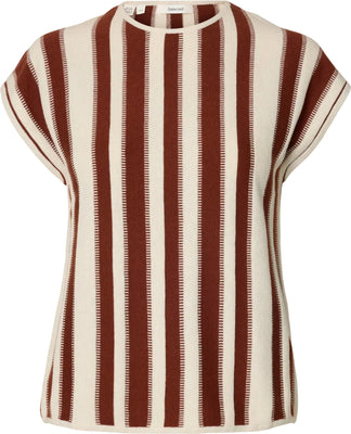 Lina Sl Knit O-Neck - Birch Cherry Mahogany