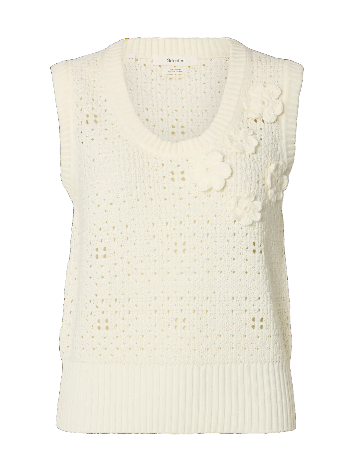 Karla Sl Knit U-Neck Top - Egret