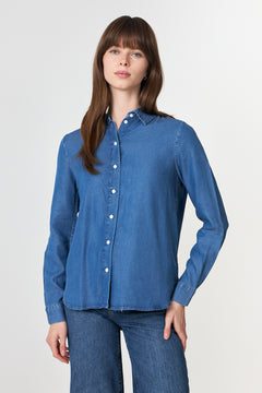 Janna-Viva Ls Shirt - Medium Blue Denim