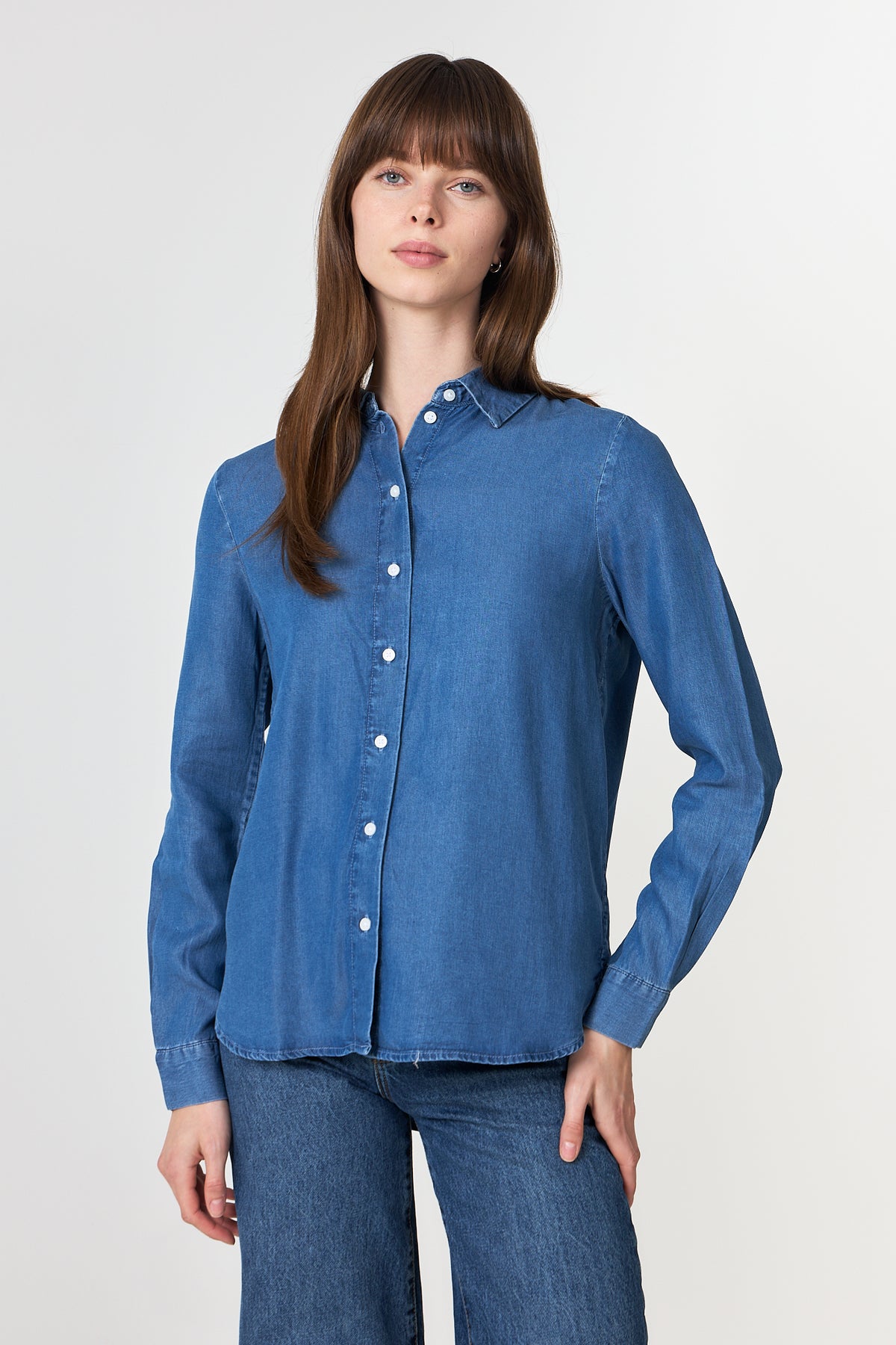 Janna-Viva Ls Shirt - Medium Blue Denim