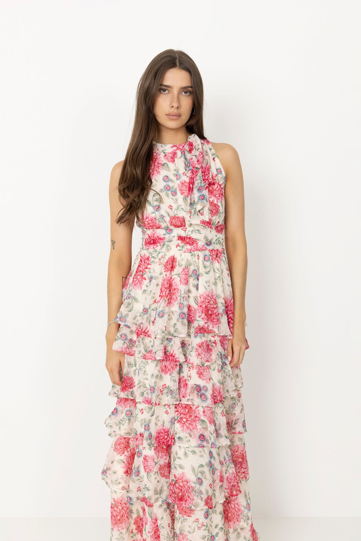 Marli Big Flower Dress - Creme
