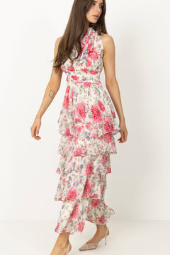 Marli Big Flower Dress - Creme