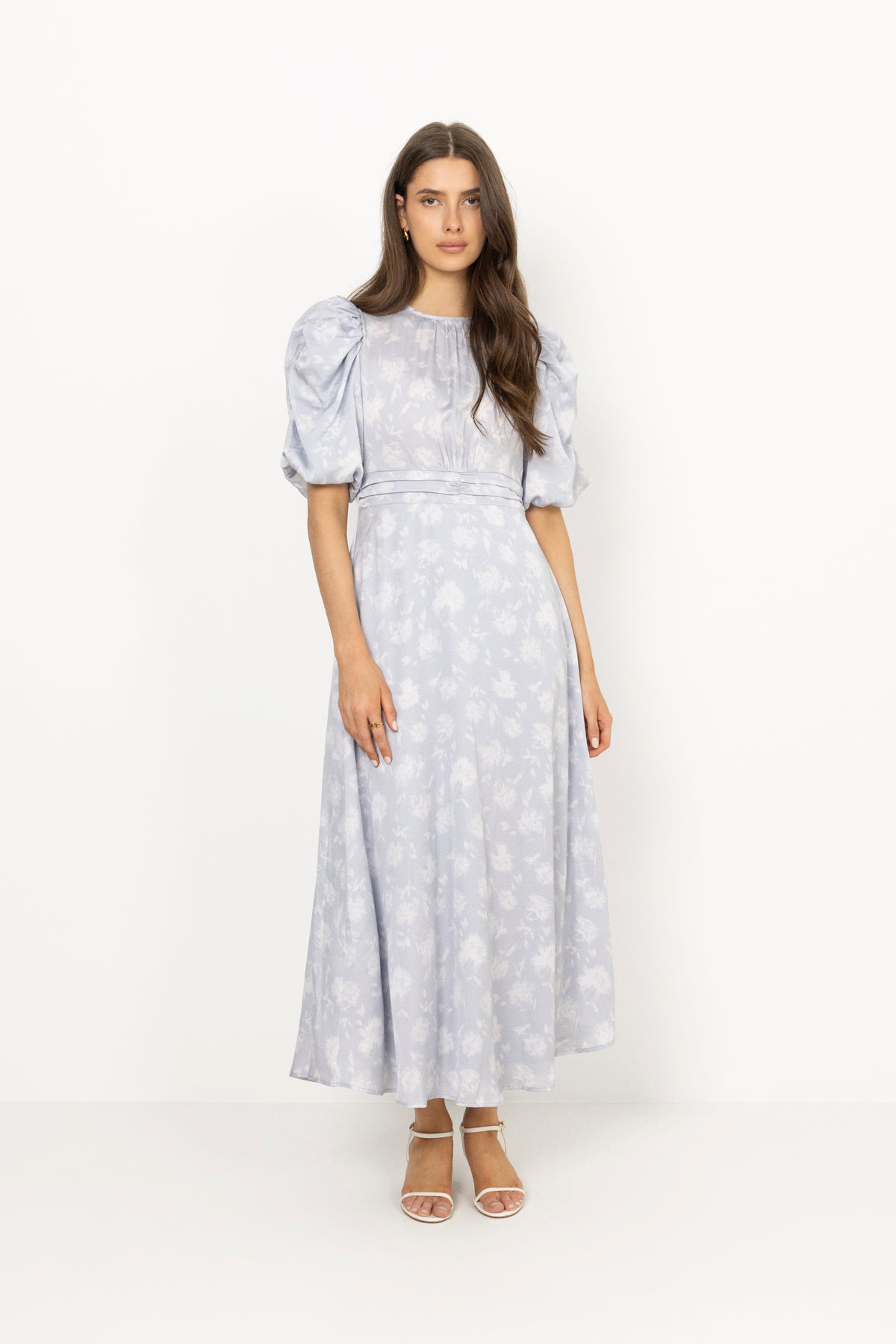 Kikka Faded Flower Dress - Light Blue