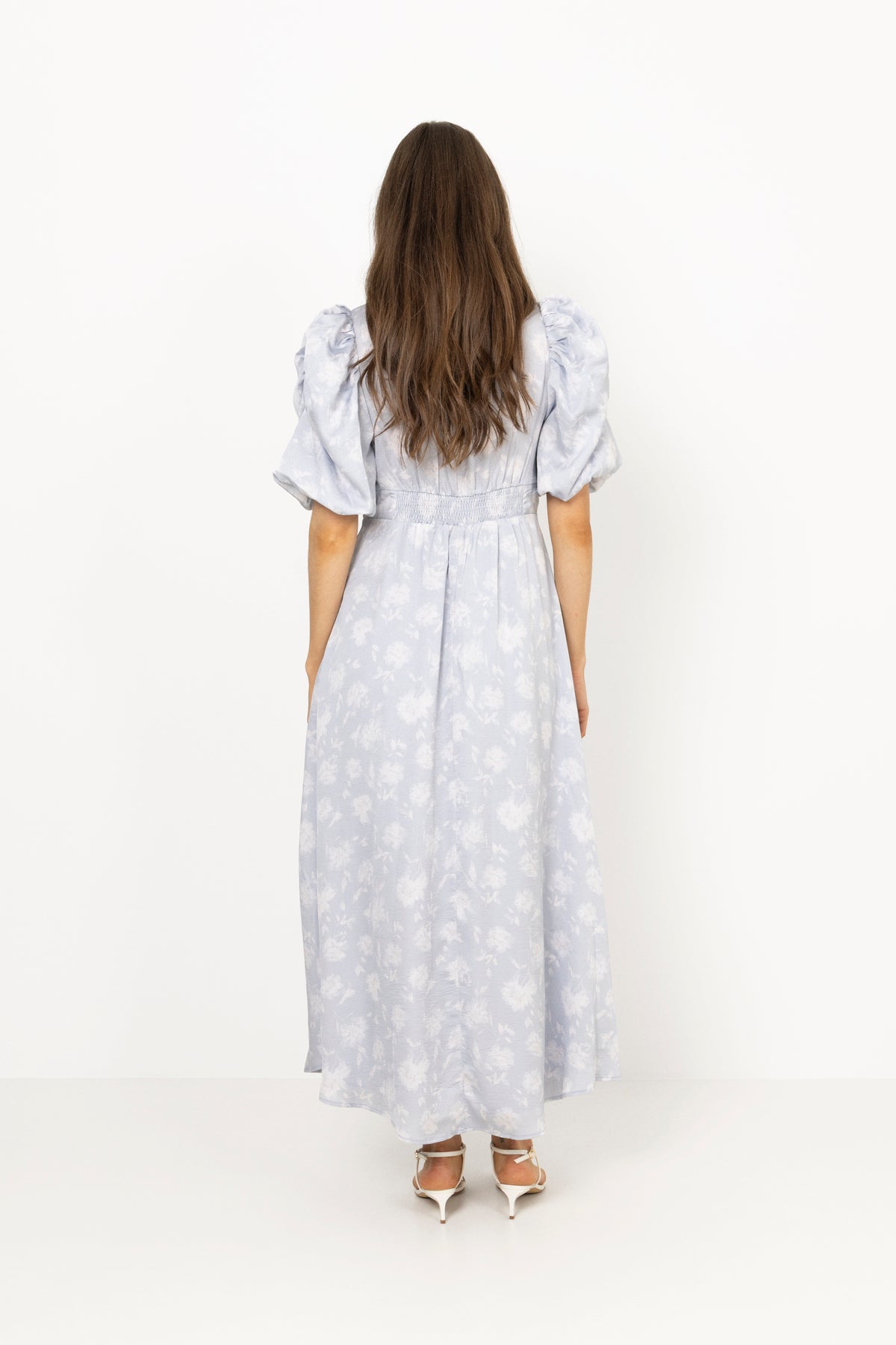 Kikka Faded Flower Dress - Light Blue