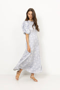Kikka Faded Flower Dress - Light Blue