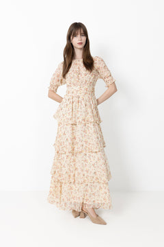 Sable Meadow Printed Dress - Creme
