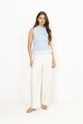 Ansol Solid Chiffon Top - Light Blue
