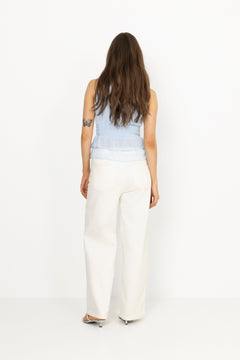 Ansol Solid Chiffon Top - Light Blue