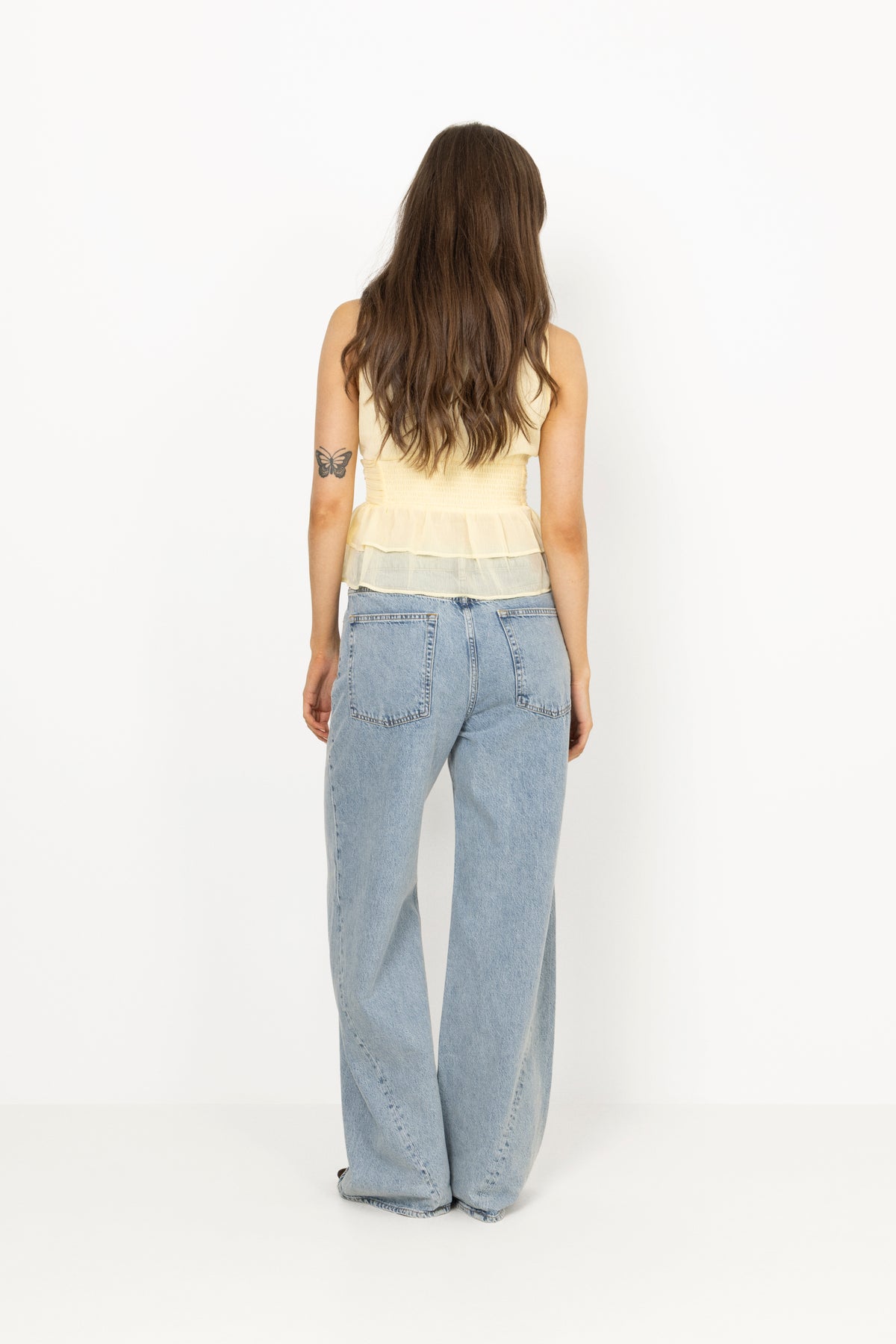 Ansol Solid Chiffon Top - Light Yellow