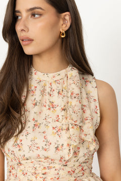 Ansol Meadow Printed Top - Creme