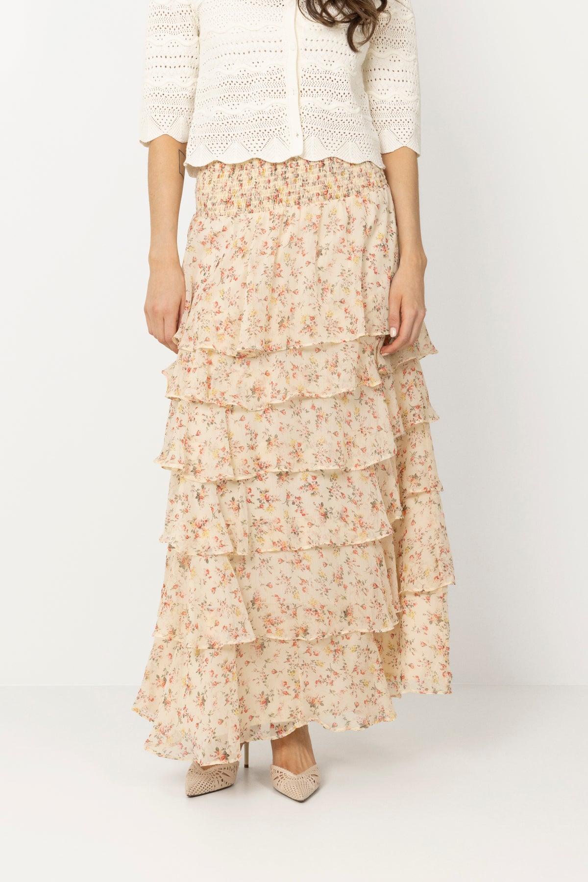 Morris Meadow Printed Skirt - Creme