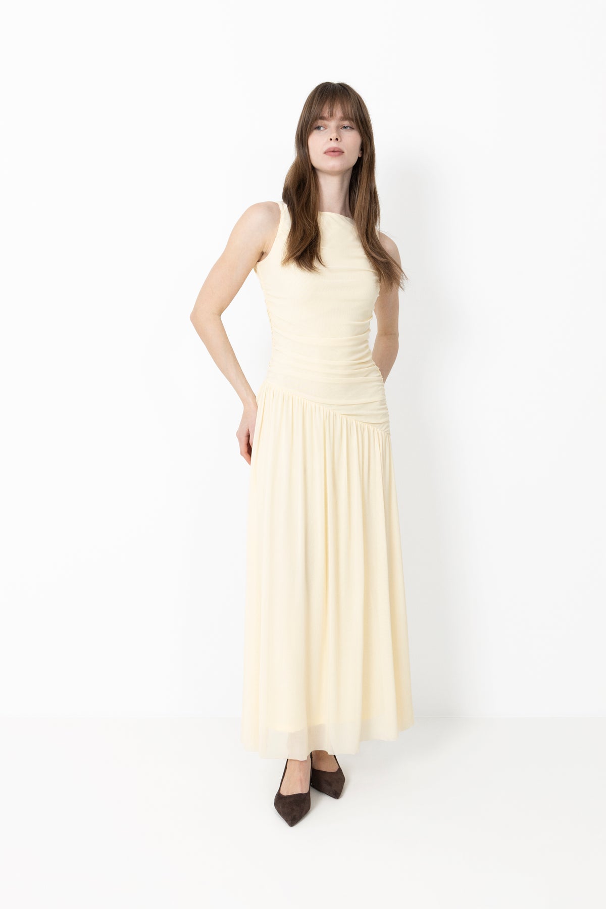 Cludine Mesh Dress - Light Yellow