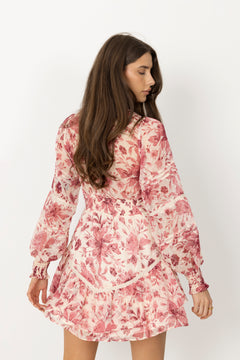 Roberta Flower Print Dress - Evening Rose