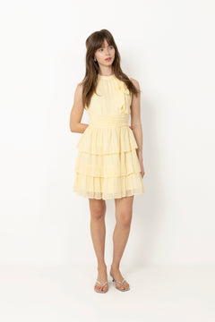 May Solid Chiffon Dress - Light Yellow