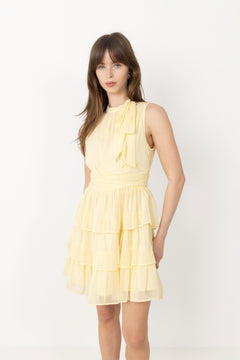 May Solid Chiffon Dress - Light Yellow