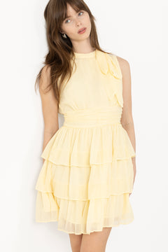 May Solid Chiffon Dress - Light Yellow