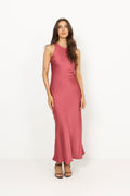 Celinie Heavy Sateen Dress - Cherry Pink