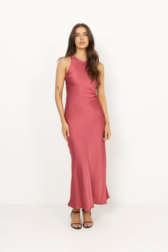 Celinie Heavy Sateen Dress - Cherry Pink