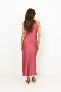 Celinie Heavy Sateen Dress - Cherry Pink