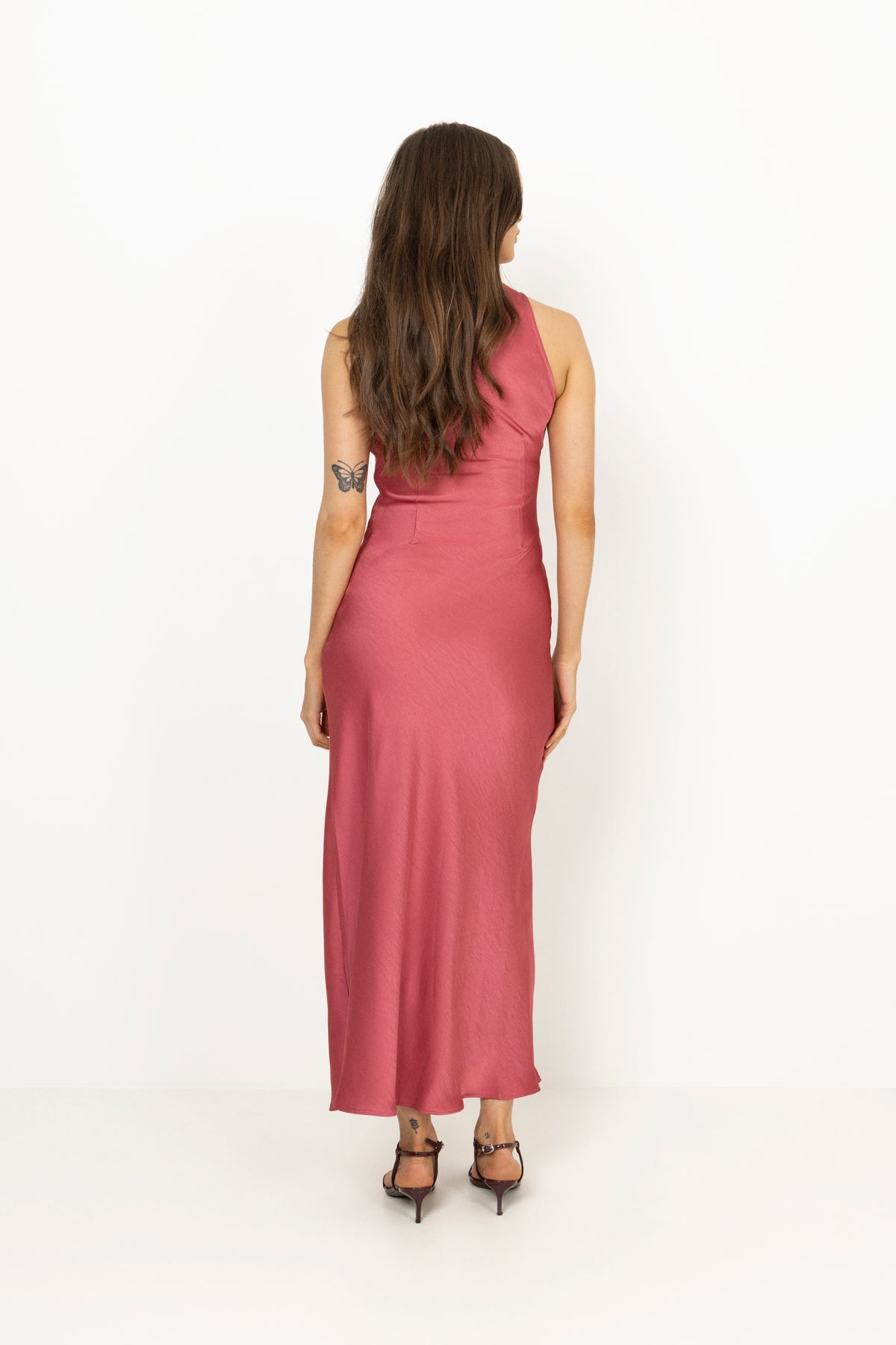 Celinie Heavy Sateen Dress - Cherry Pink