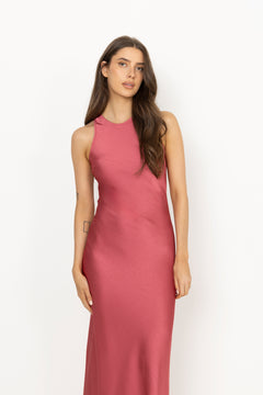Celinie Heavy Sateen Dress - Cherry Pink