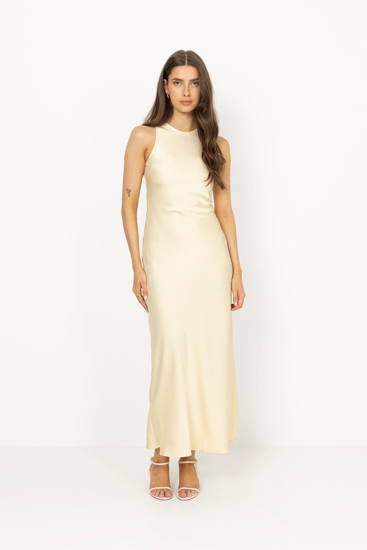 Celinie Heavy Sateen Dress - Light Yellow