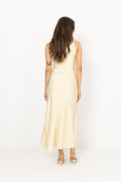 Celinie Heavy Sateen Dress - Light Yellow