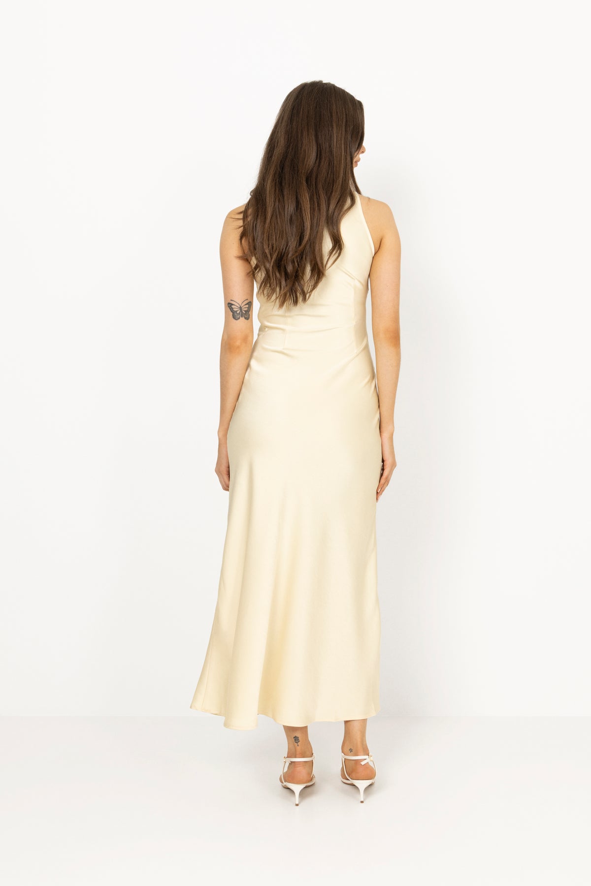 Celinie Heavy Sateen Dress - Light Yellow
