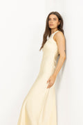 Celinie Heavy Sateen Dress - Light Yellow