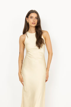Celinie Heavy Sateen Dress - Light Yellow