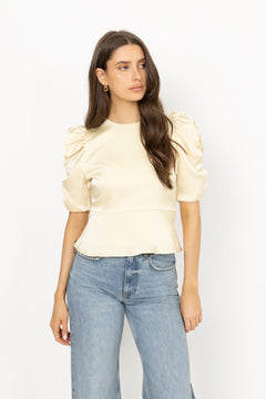 Benua Heavy Sateen Blouse - Light Yellow