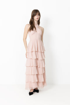 Cleoni Solid Chiffon Dress - Rose