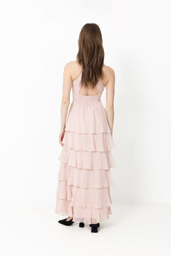 Cleoni Solid Chiffon Dress - Rose