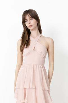 Cleoni Solid Chiffon Dress - Rose