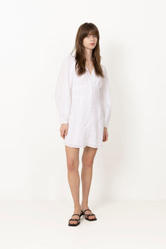 Mabel Embroidery Dress - White
