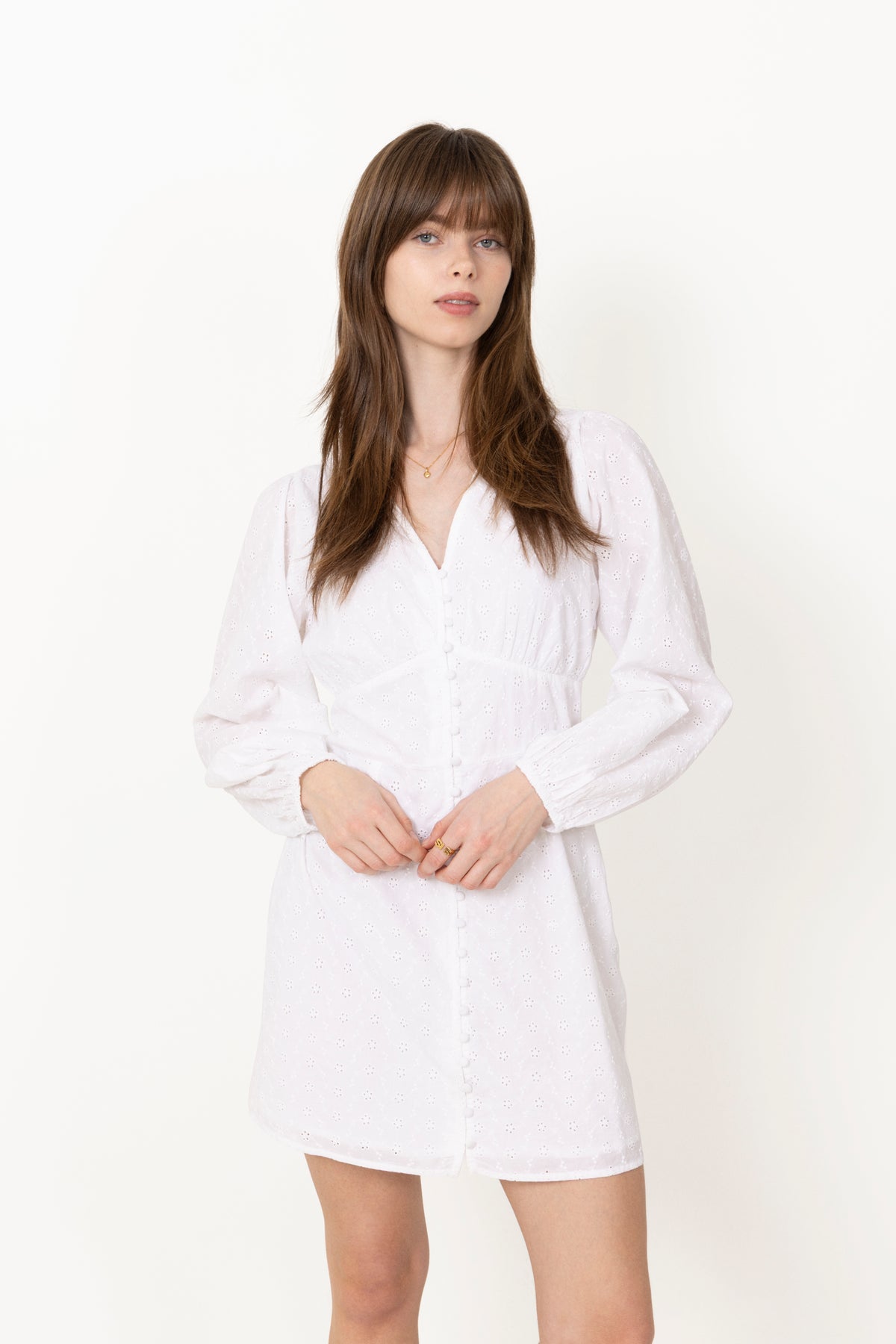 Mabel Embroidery Dress - White