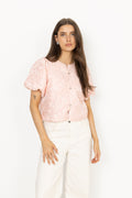 Aisa Soft Brocade Blouse - Light Pink