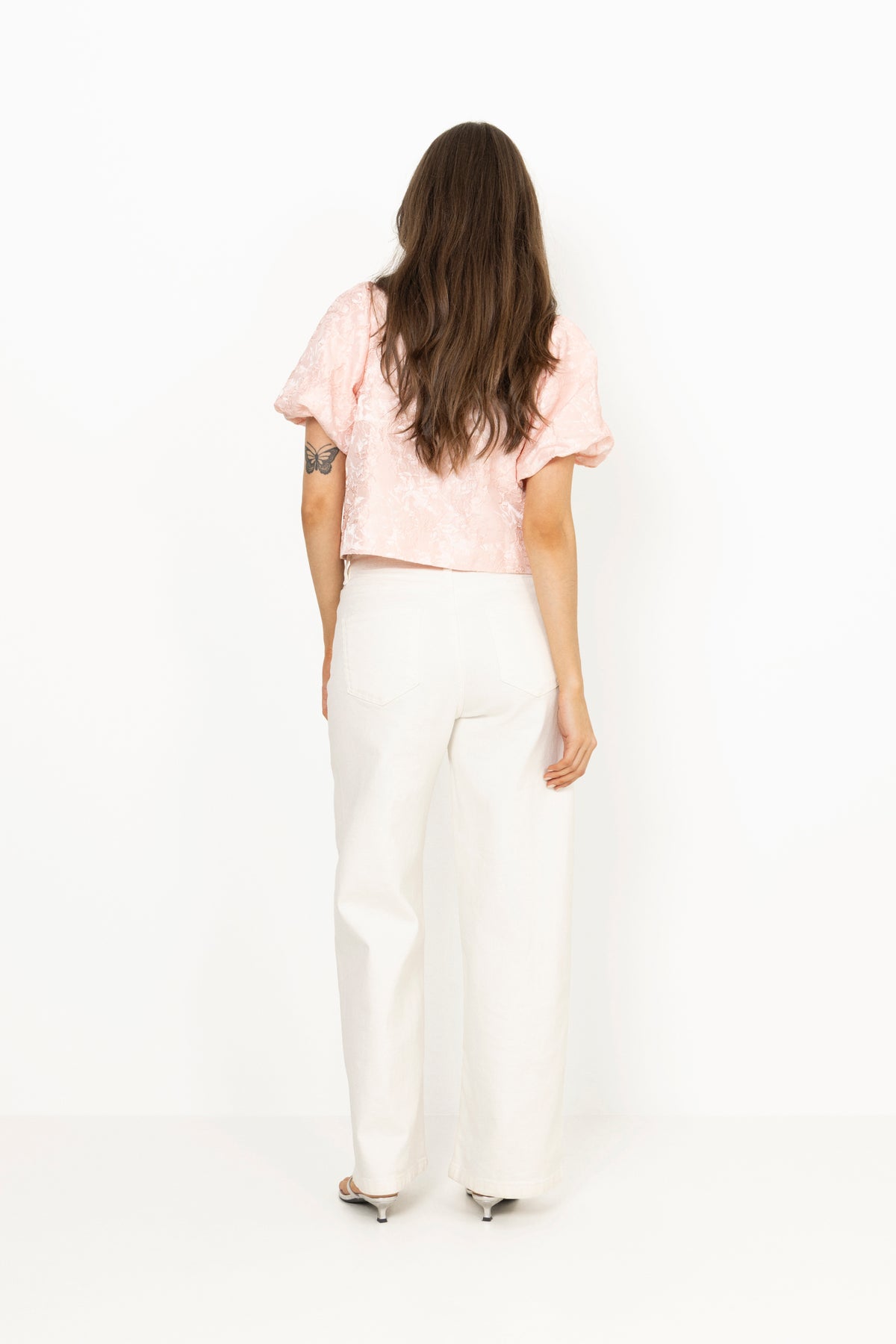 Aisa Soft Brocade Blouse - Light Pink
