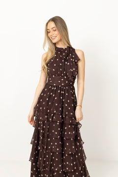 Marli Big Dot Dress - Brown