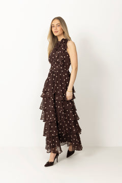 Marli Big Dot Dress - Brown
